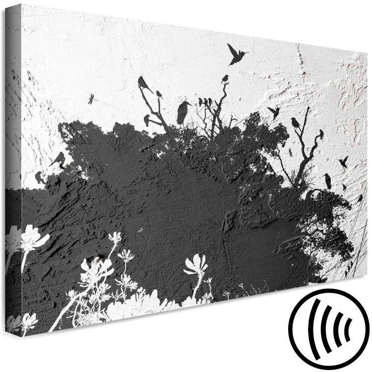 Canvas Print Bird Sanctuary (1-part) - Tree Shadow on Black and White Texture 117233 additionalImage 6