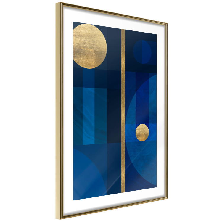 Wall Poster Indigo - modern geometric abstraction in blue and gold circles 117333 additionalImage 6
