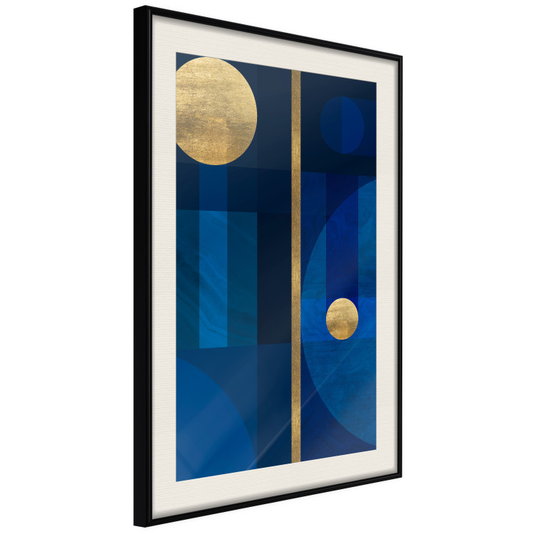 Wall Poster Indigo - modern geometric abstraction in blue and gold circles 117333 additionalImage 3