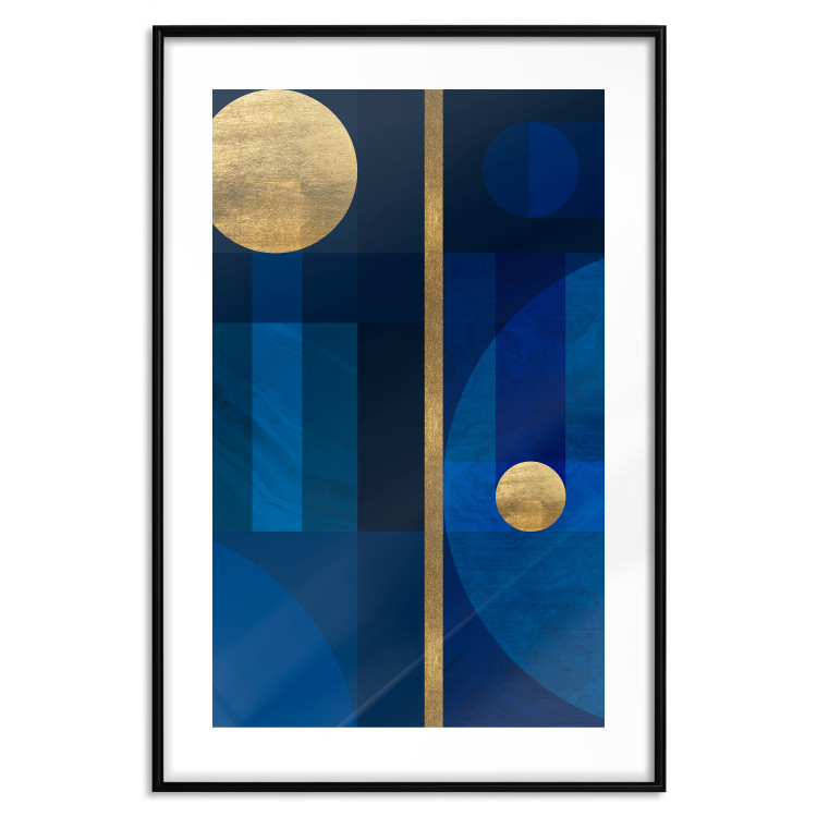 Wall Poster Indigo - modern geometric abstraction in blue and gold circles 117333 additionalImage 15