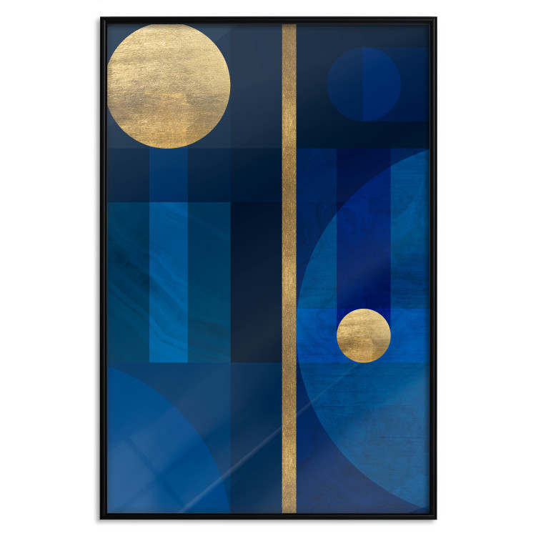 Wall Poster Indigo - modern geometric abstraction in blue and gold circles 117333 additionalImage 24