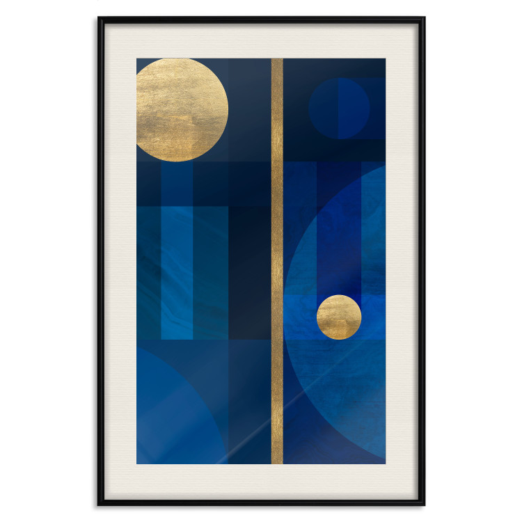 Wall Poster Indigo - modern geometric abstraction in blue and gold circles 117333 additionalImage 18