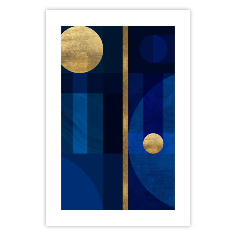 Wall Poster Indigo - modern geometric abstraction in blue and gold circles 117333 additionalImage 19
