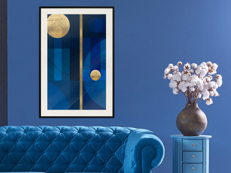 Wall Poster Indigo - modern geometric abstraction in blue and gold circles 117333 additionalImage 22