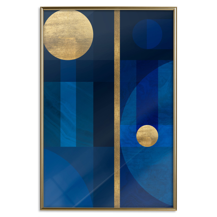 Wall Poster Indigo - modern geometric abstraction in blue and gold circles 117333 additionalImage 20