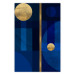 Wall Poster Indigo - modern geometric abstraction in blue and gold circles 117333