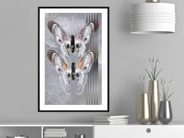 Poster Pair of Butterflies - modern composition with insects on a non-uniform background 118333 additionalImage 4