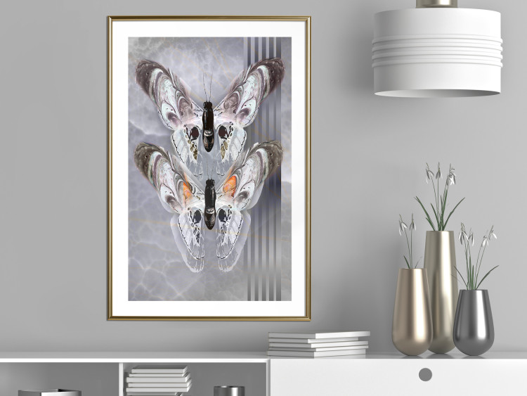 Poster Pair of Butterflies - modern composition with insects on a non-uniform background 118333 additionalImage 13