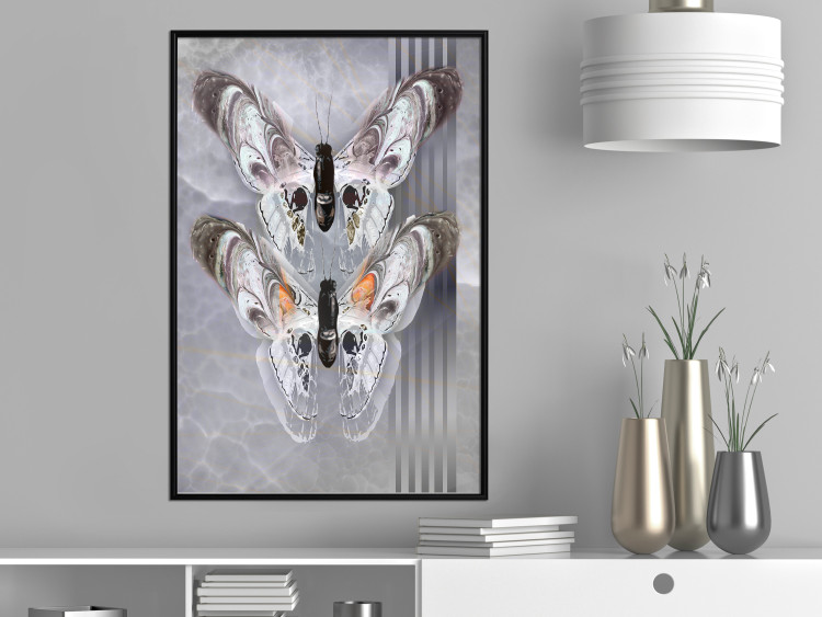 Poster Pair of Butterflies - modern composition with insects on a non-uniform background 118333 additionalImage 3