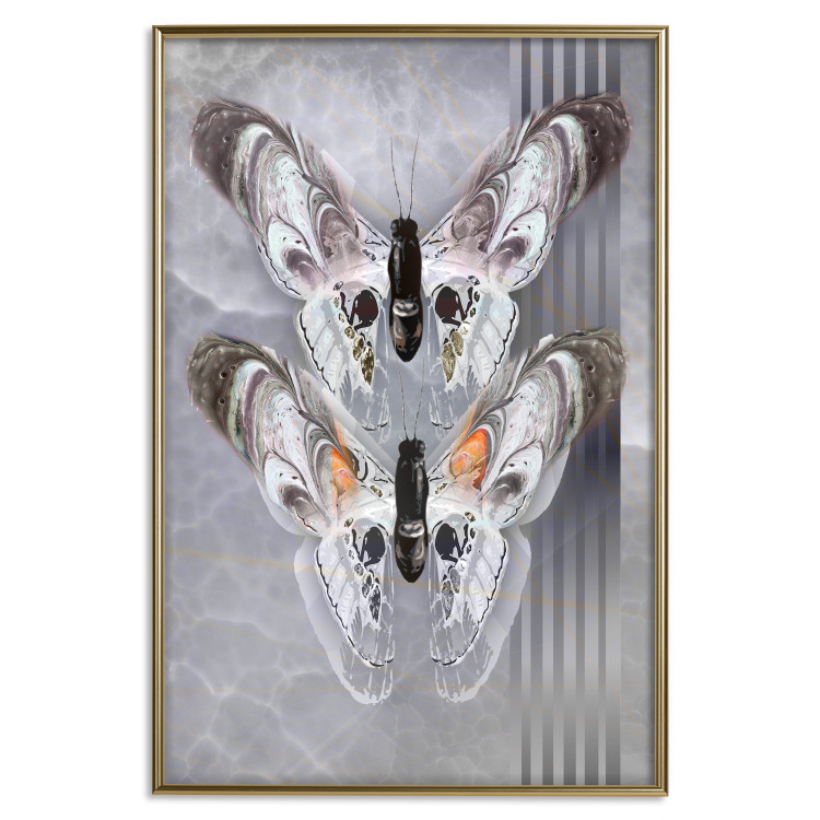 Poster Pair of Butterflies - modern composition with insects on a non-uniform background 118333 additionalImage 16