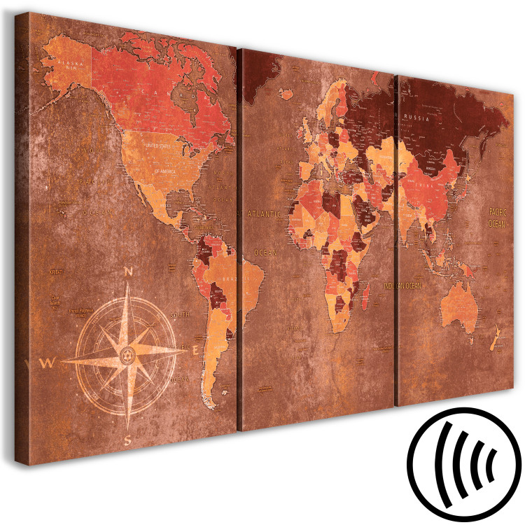Canvas Print Vintage World Map (3 Parts) Brown 118933 additionalImage 6