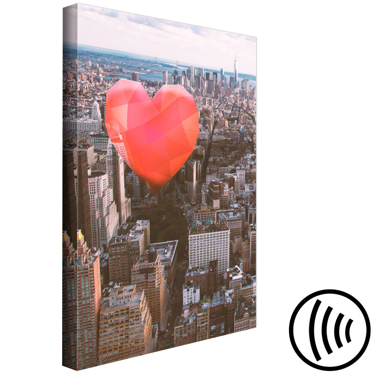 Canvas Print City rythm - a red heart against the background of a large city 120433 additionalImage 6