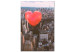 Canvas Print City rythm - a red heart against the background of a large city 120433