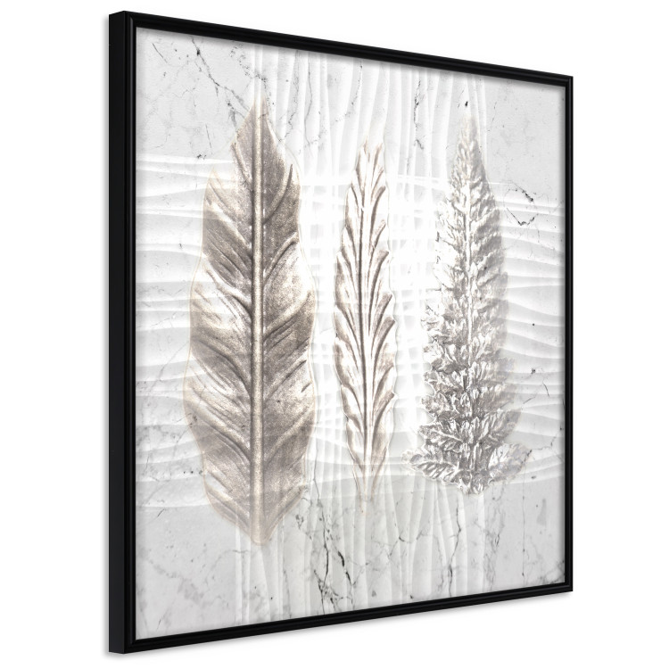 Wall Poster Three Leaves - light composition with a plant motif on a marble background 120833 additionalImage 10