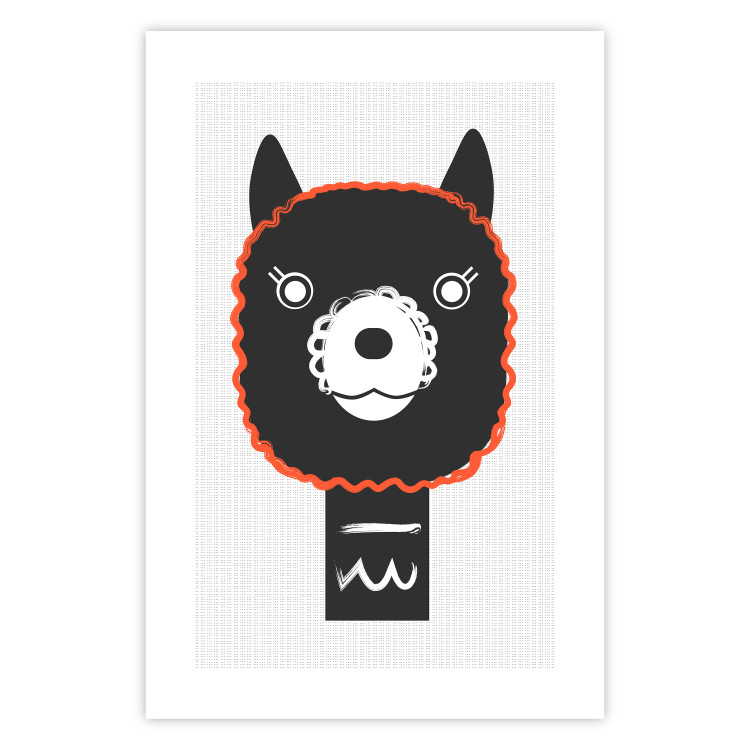 Poster Decorative Alpaca - funny gray animal with orange outline 123133 additionalImage 19