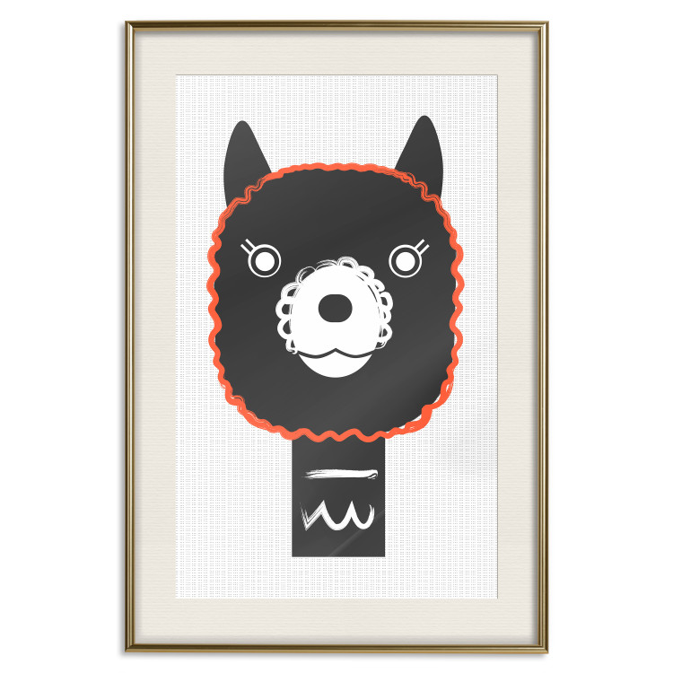 Poster Decorative Alpaca - funny gray animal with orange outline 123133 additionalImage 19