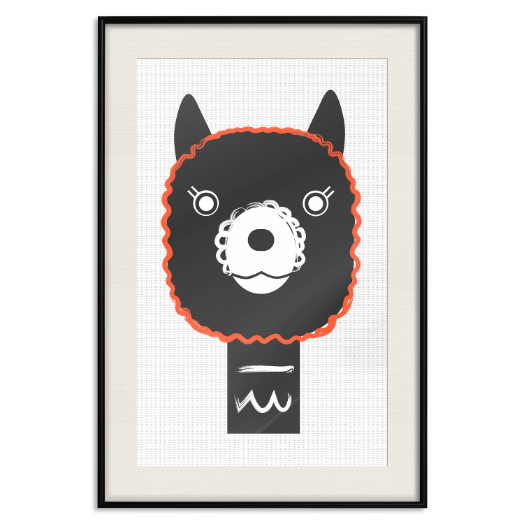 Poster Decorative Alpaca - funny gray animal with orange outline 123133 additionalImage 18