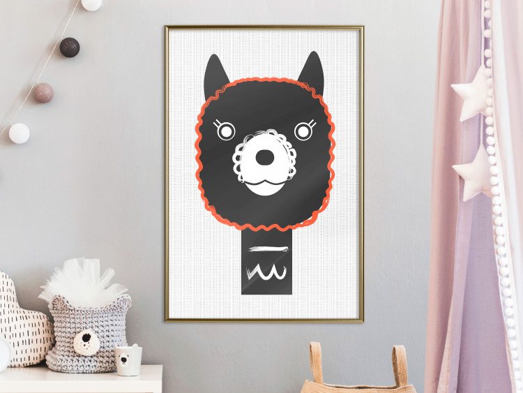 Poster Decorative Alpaca - funny gray animal with orange outline 123133 additionalImage 5