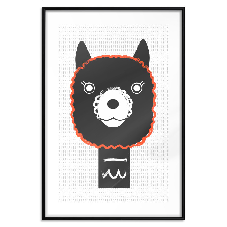 Poster Decorative Alpaca - funny gray animal with orange outline 123133 additionalImage 15