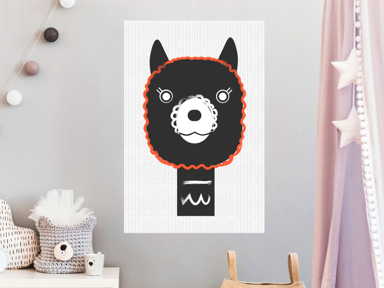 Poster Decorative Alpaca - funny gray animal with orange outline 123133 additionalImage 23