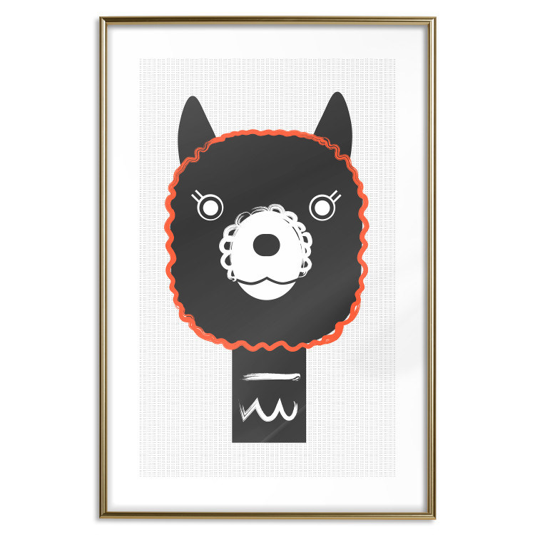 Poster Decorative Alpaca - funny gray animal with orange outline 123133 additionalImage 16