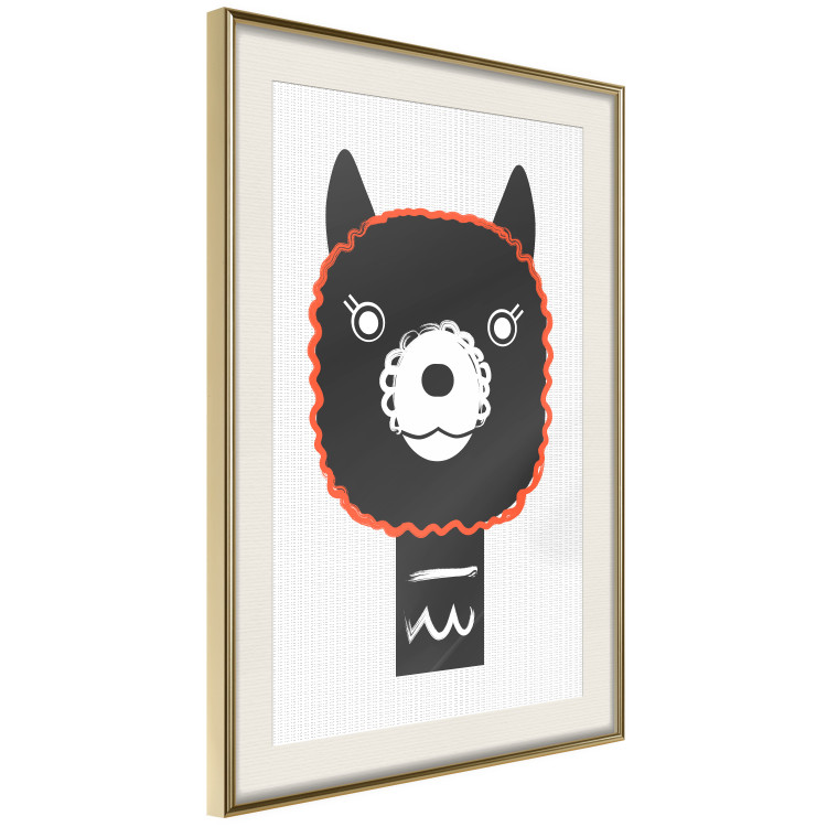Poster Decorative Alpaca - funny gray animal with orange outline 123133 additionalImage 2