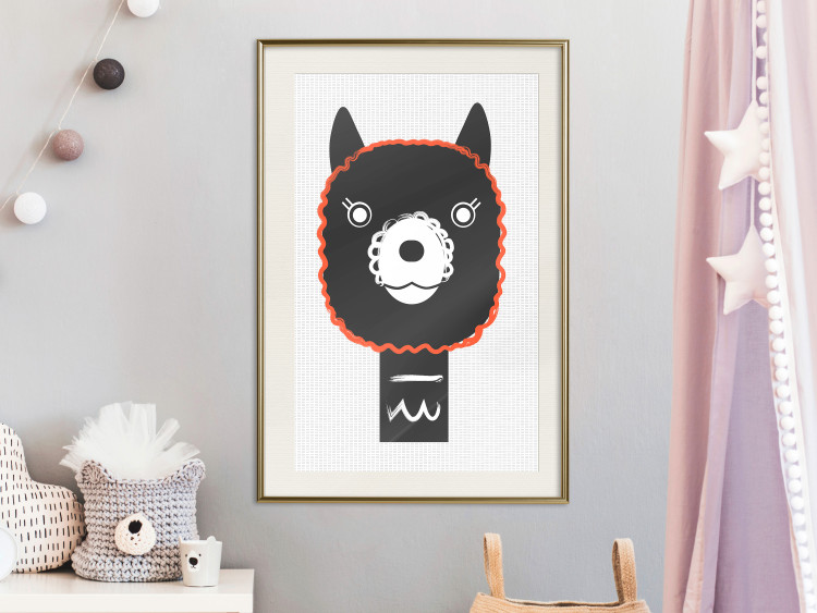 Poster Decorative Alpaca - funny gray animal with orange outline 123133 additionalImage 21