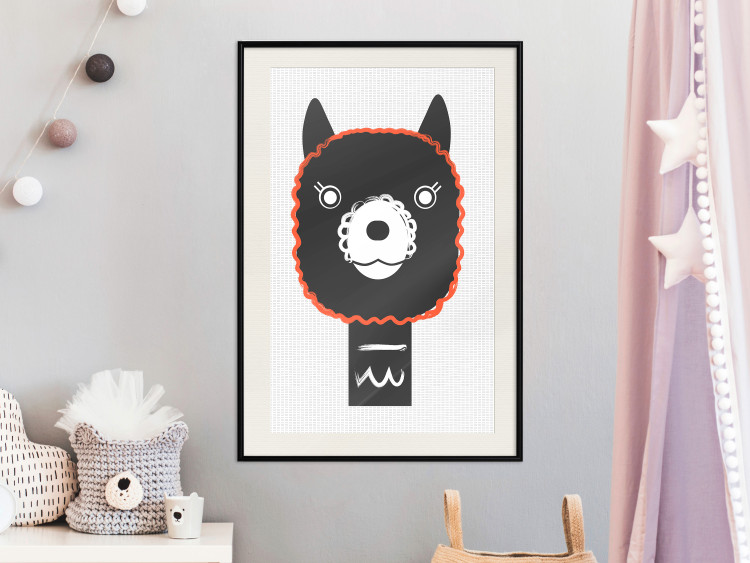 Poster Decorative Alpaca - funny gray animal with orange outline 123133 additionalImage 22