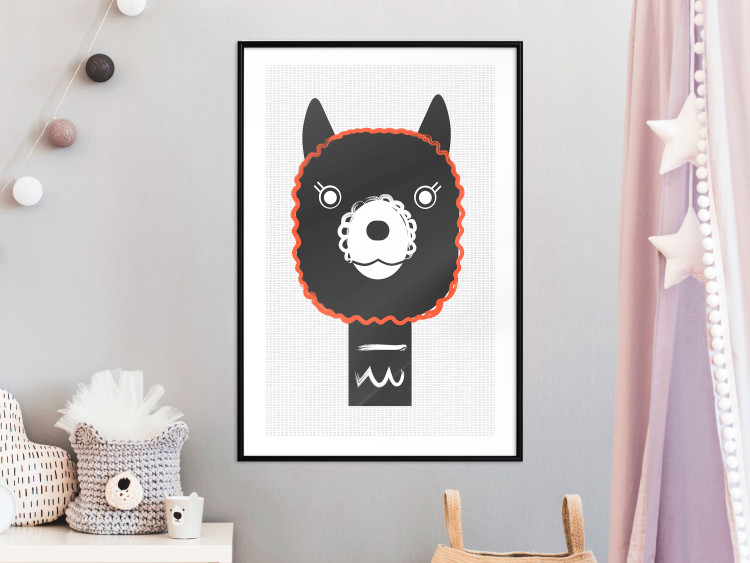 Poster Decorative Alpaca - funny gray animal with orange outline 123133 additionalImage 6