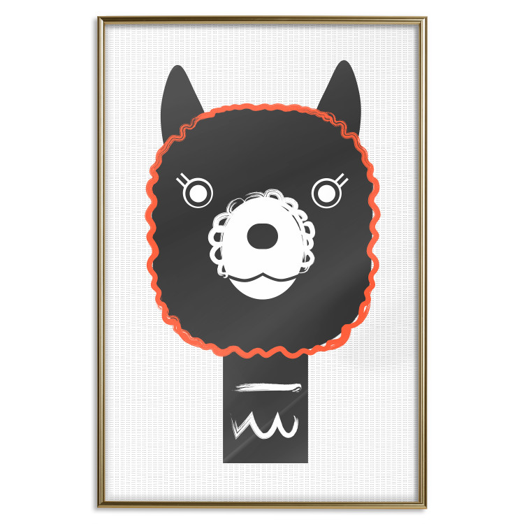 Poster Decorative Alpaca - funny gray animal with orange outline 123133 additionalImage 20