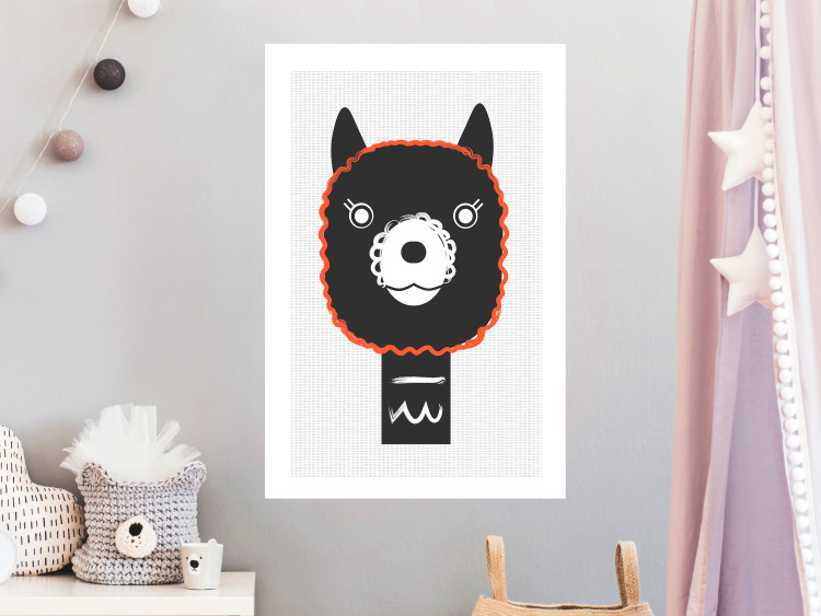 Poster Decorative Alpaca - funny gray animal with orange outline 123133 additionalImage 2