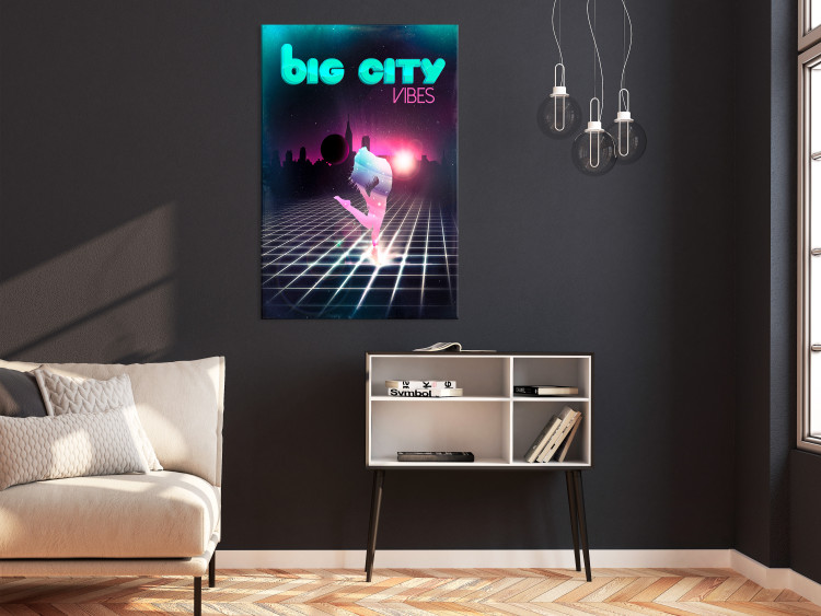 Canvas Print On a dance floor in Disco rhythm - graphic with woman and English sign 123633 additionalImage 3