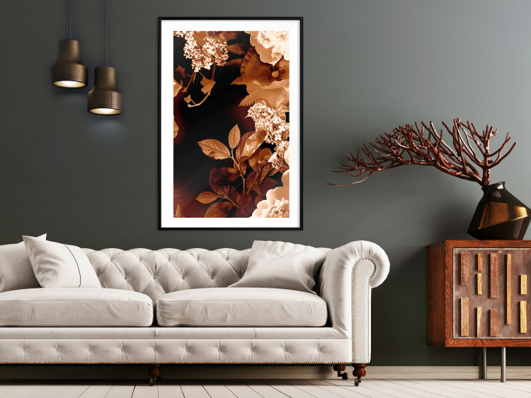 Wall Poster September Night - flowers and leaves in autumn colors on black background 123933 additionalImage 4