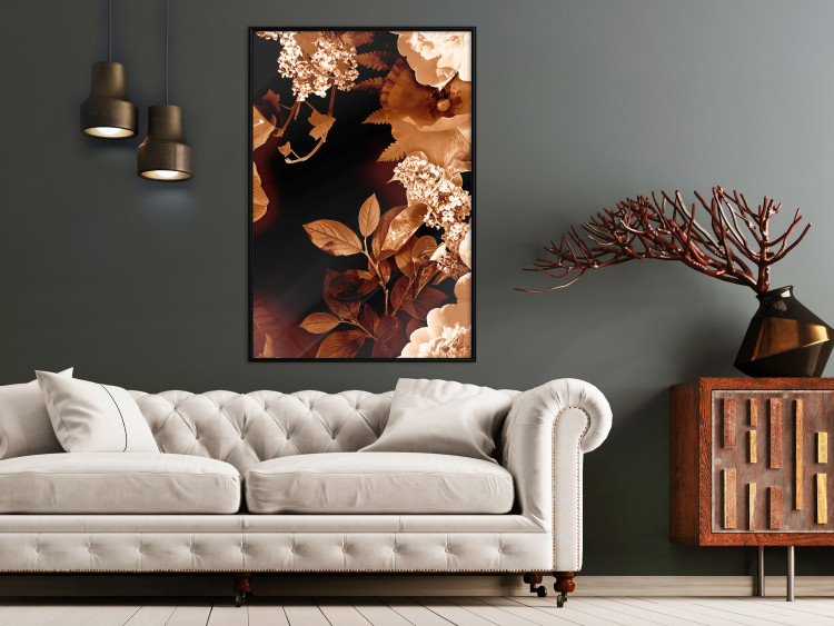 Wall Poster September Night - flowers and leaves in autumn colors on black background 123933 additionalImage 5
