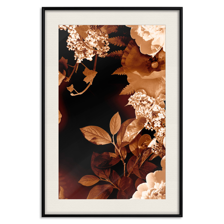 Wall Poster September Night - flowers and leaves in autumn colors on black background 123933 additionalImage 19