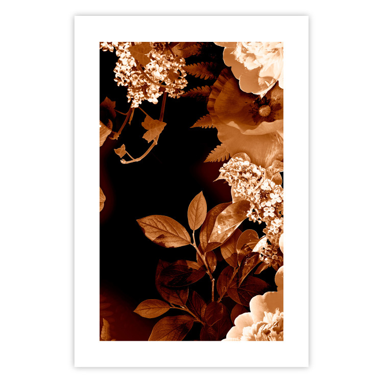 Wall Poster September Night - flowers and leaves in autumn colors on black background 123933 additionalImage 26