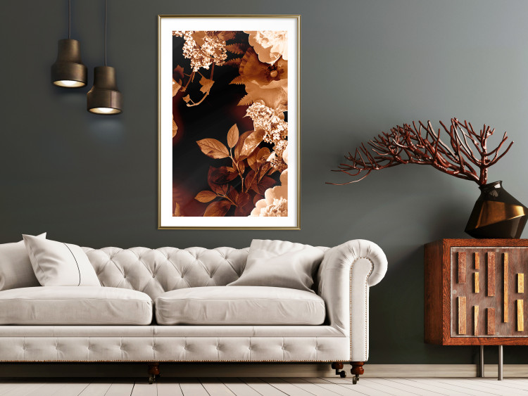 Wall Poster September Night - flowers and leaves in autumn colors on black background 123933 additionalImage 15