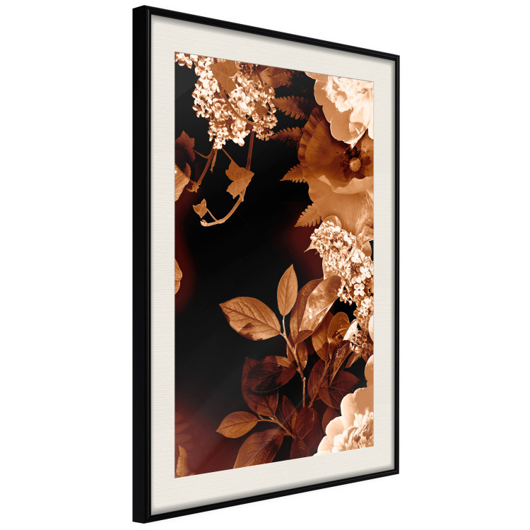 Wall Poster September Night - flowers and leaves in autumn colors on black background 123933 additionalImage 3