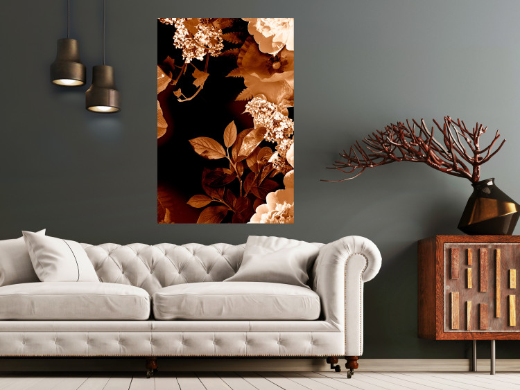Wall Poster September Night - flowers and leaves in autumn colors on black background 123933 additionalImage 16