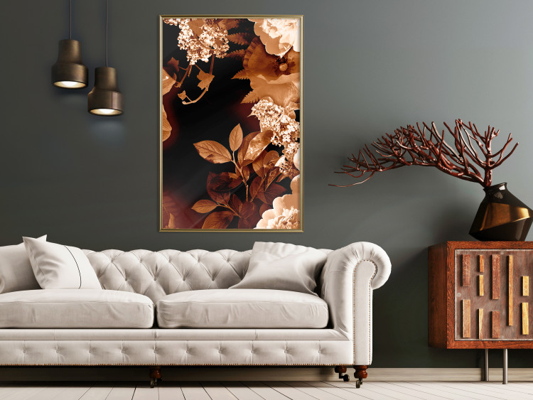 Wall Poster September Night - flowers and leaves in autumn colors on black background 123933 additionalImage 5