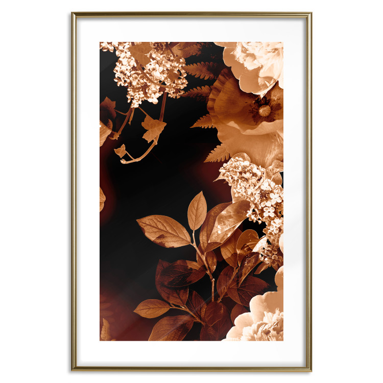 Wall Poster September Night - flowers and leaves in autumn colors on black background 123933 additionalImage 17