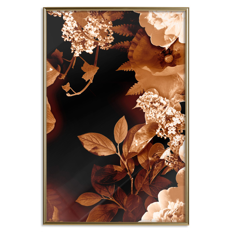 Wall Poster September Night - flowers and leaves in autumn colors on black background 123933 additionalImage 20