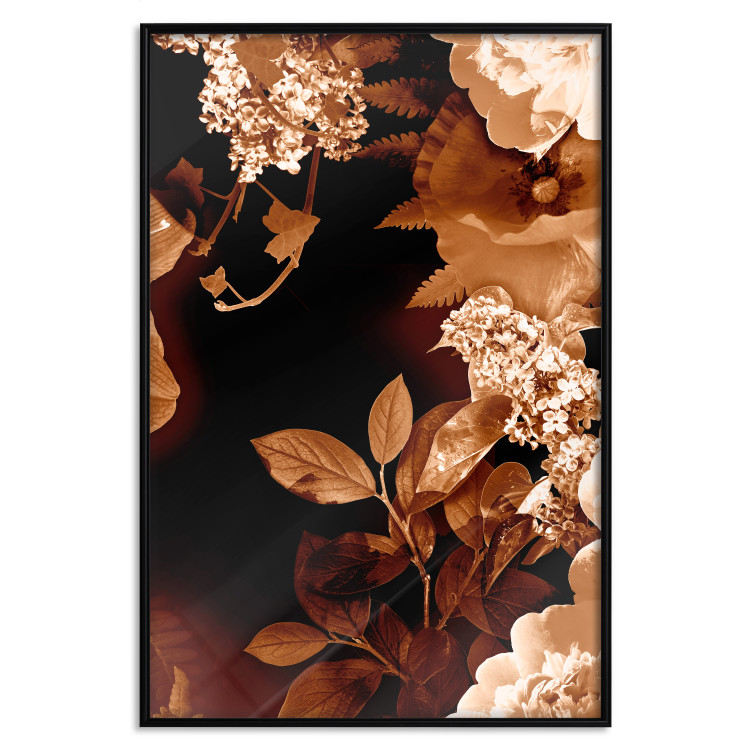 Wall Poster September Night - flowers and leaves in autumn colors on black background 123933 additionalImage 25