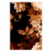 Wall Poster September Night - flowers and leaves in autumn colors on black background 123933