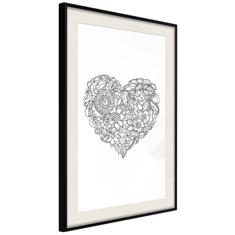 Wall Poster Ethnic Heart - heart made of black patterns on a white background 125233 additionalImage 3