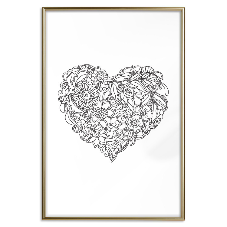 Wall Poster Ethnic Heart - heart made of black patterns on a white background 125233 additionalImage 20