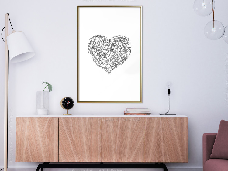 Wall Poster Ethnic Heart - heart made of black patterns on a white background 125233 additionalImage 13