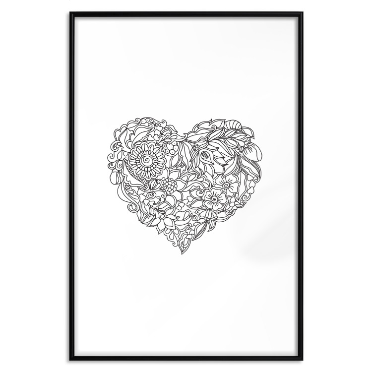 Wall Poster Ethnic Heart - heart made of black patterns on a white background 125233 additionalImage 17