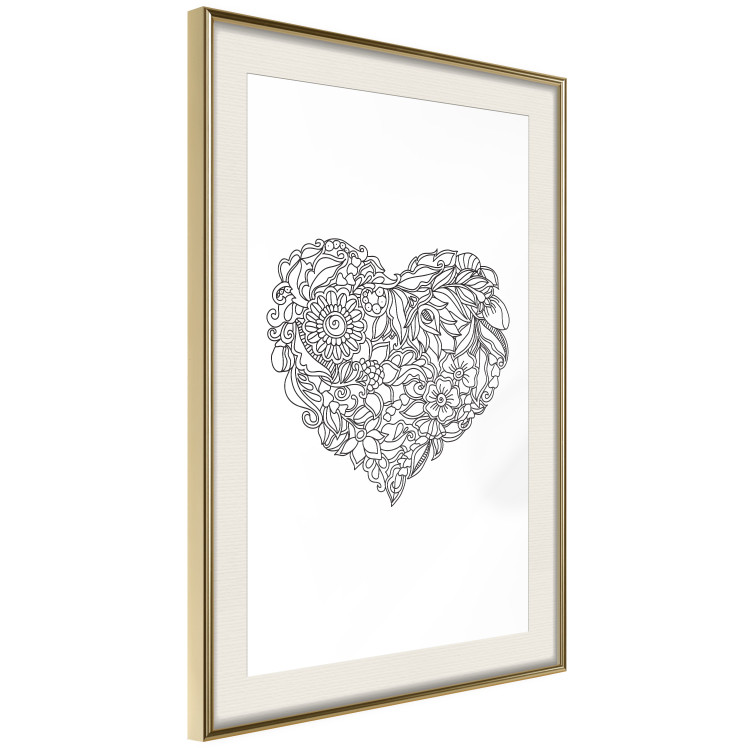 Wall Poster Ethnic Heart - heart made of black patterns on a white background 125233 additionalImage 2