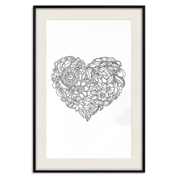 Wall Poster Ethnic Heart - heart made of black patterns on a white background 125233 additionalImage 18